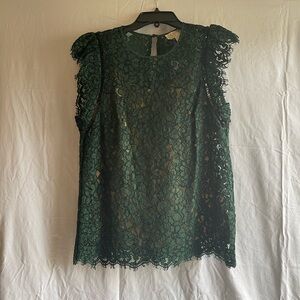 MICHAEL KORS forest green lace top